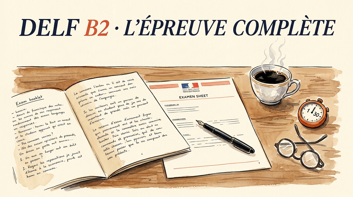 DELF B2 — l'épreuve complète, exemple réel commenté