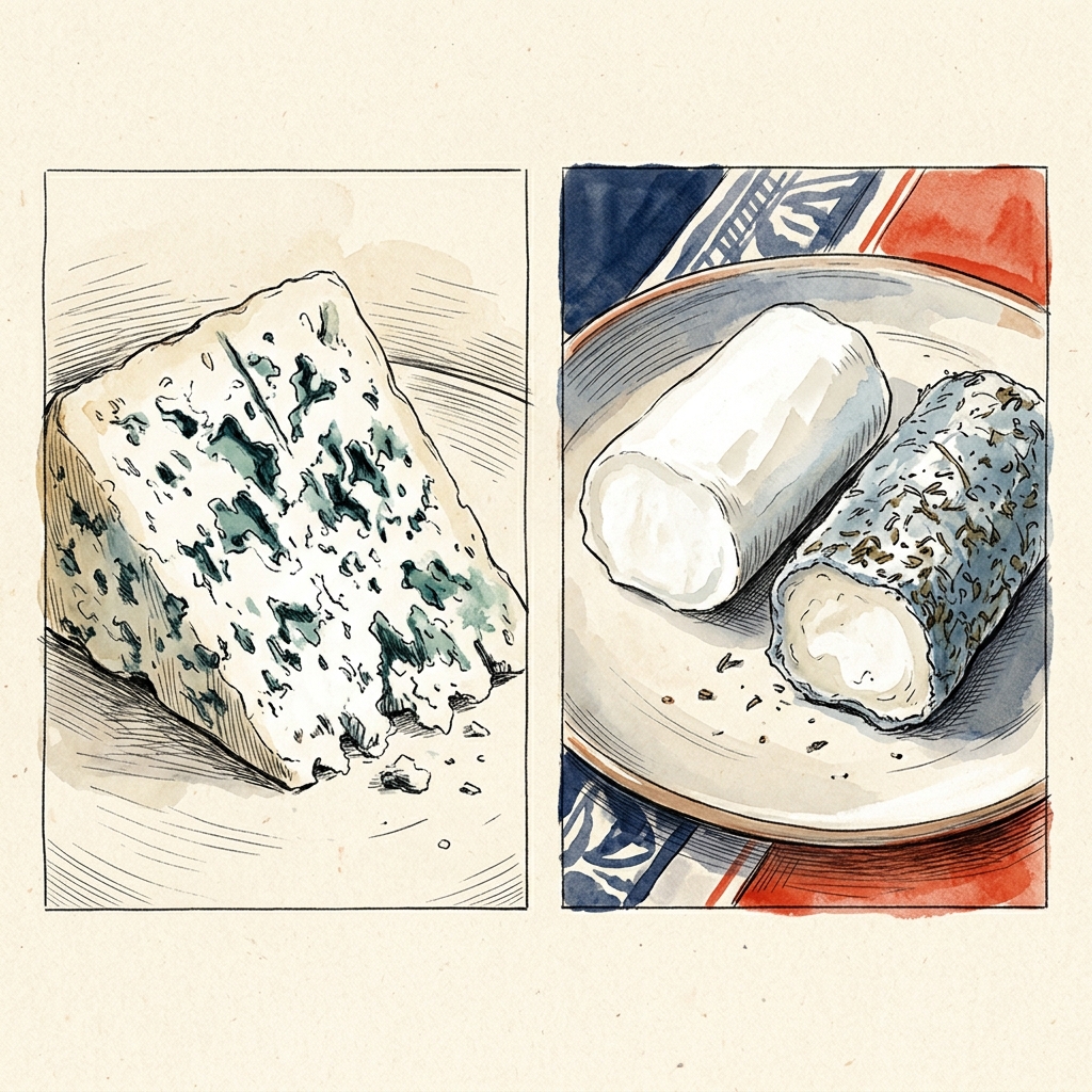 Aquarelle — bleus et chèvres