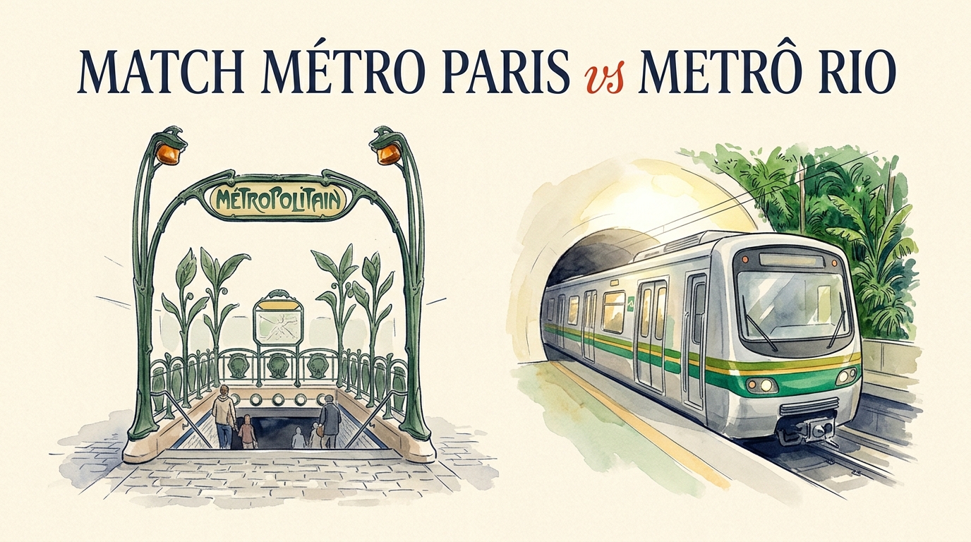 Match métro Paris vs metrô Rio — deux façons d'aller au boulot