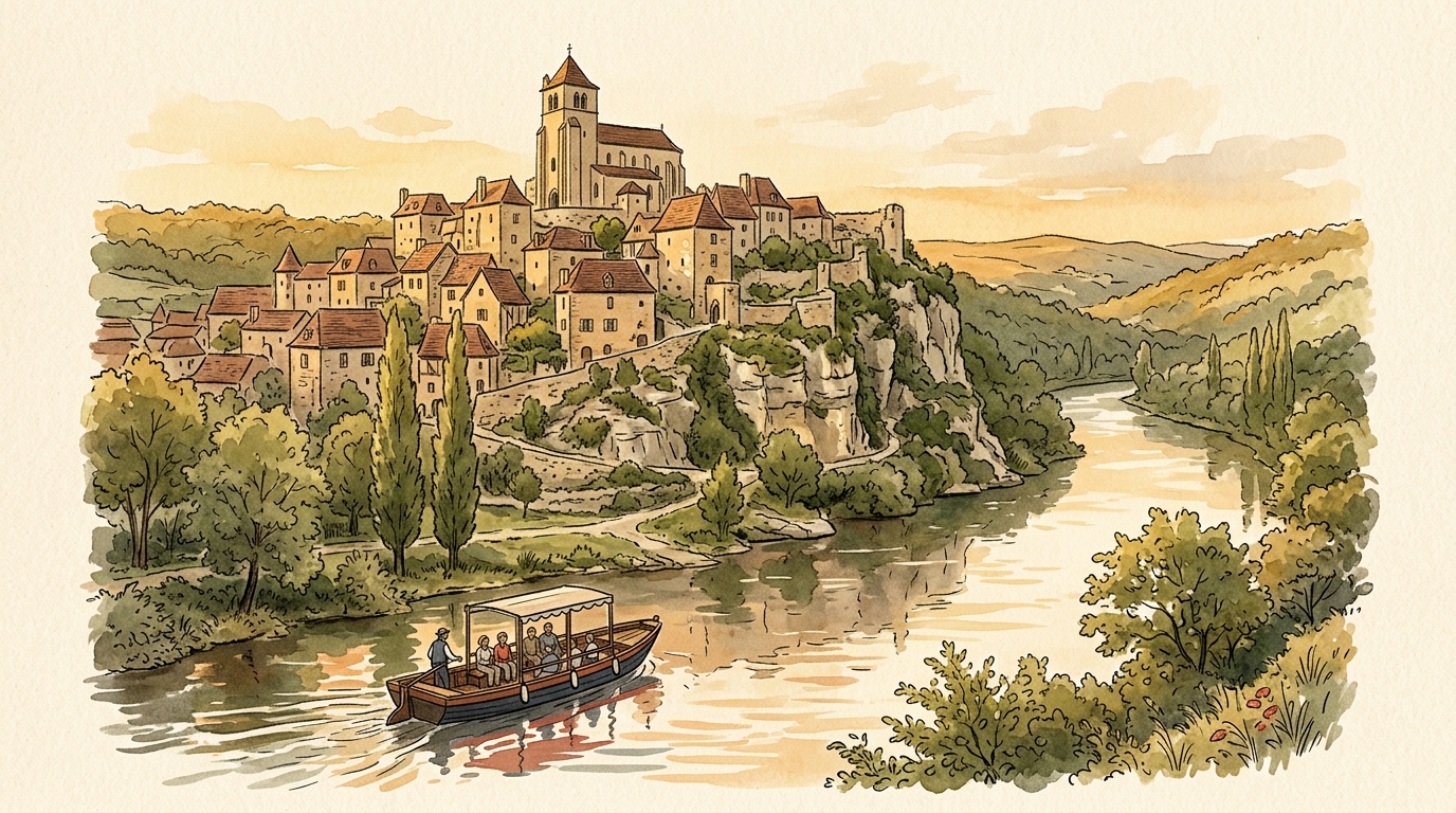 Aquarelle — Saint Cirq Lapopie